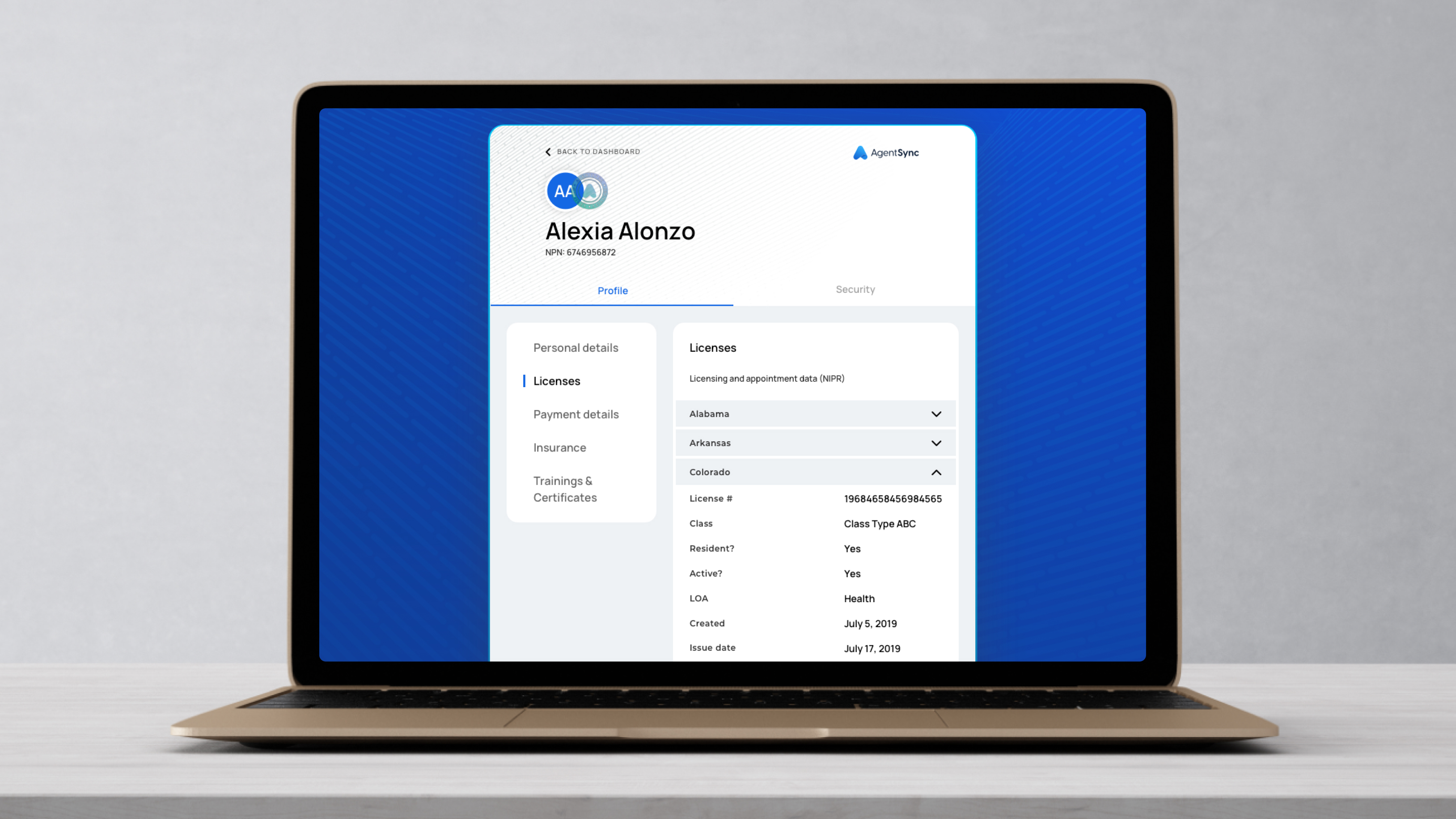 AgentSync design screen 1